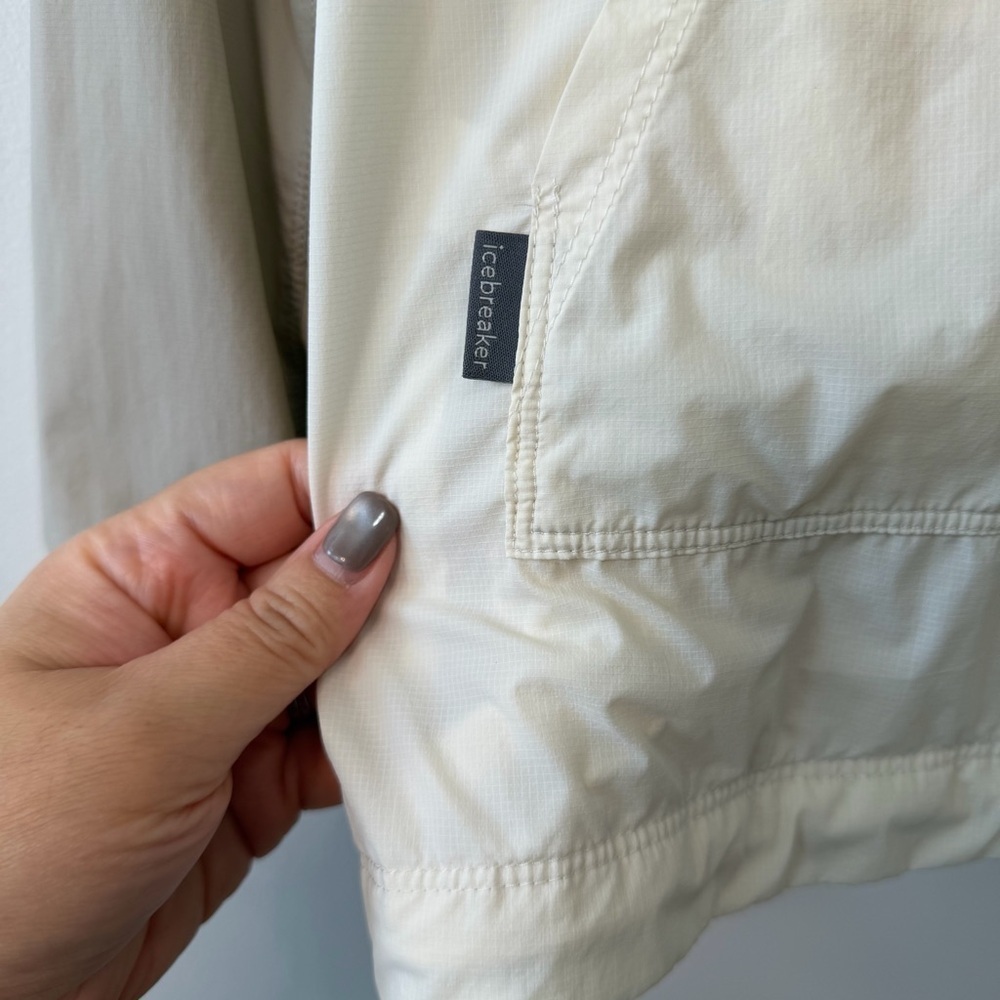 Icebreaker Affix Anorak Pullover Windbreaker Cream & Taupe Merino Wool Sz M - Picture 12 of 16